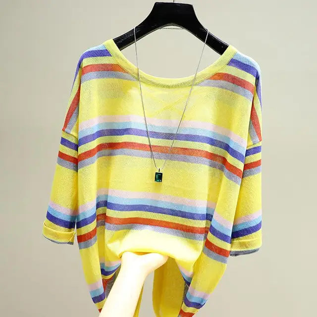 ModaFleur Gestreepte Print T-Shirt