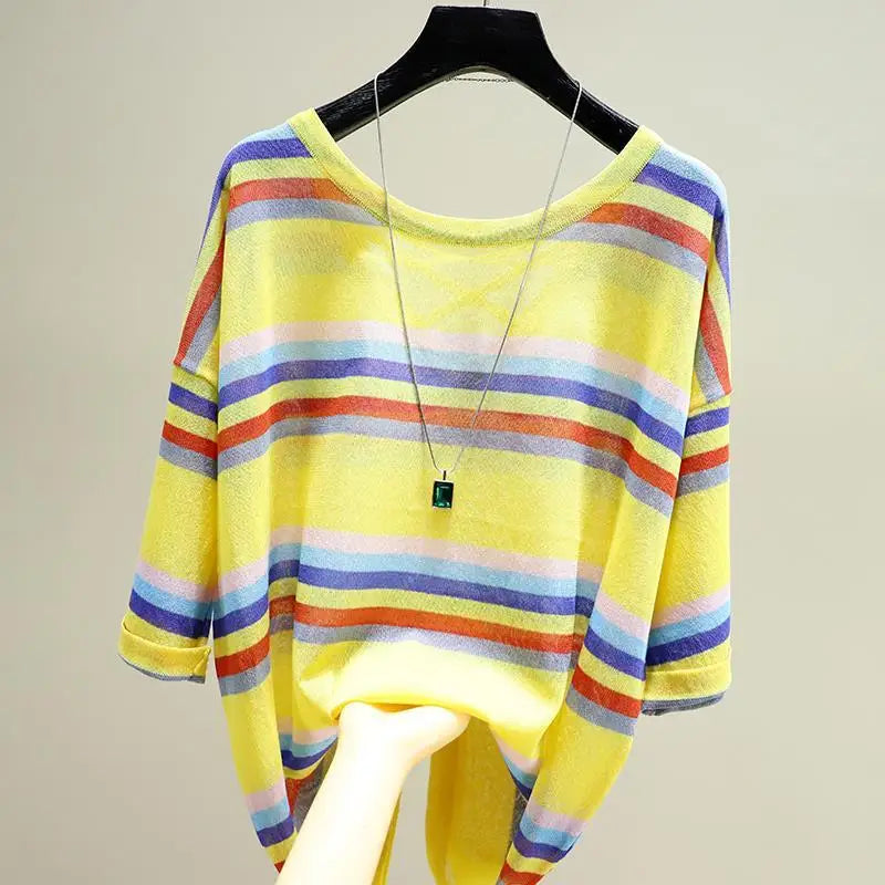 ModaFleur Gestreepte Print T-Shirt