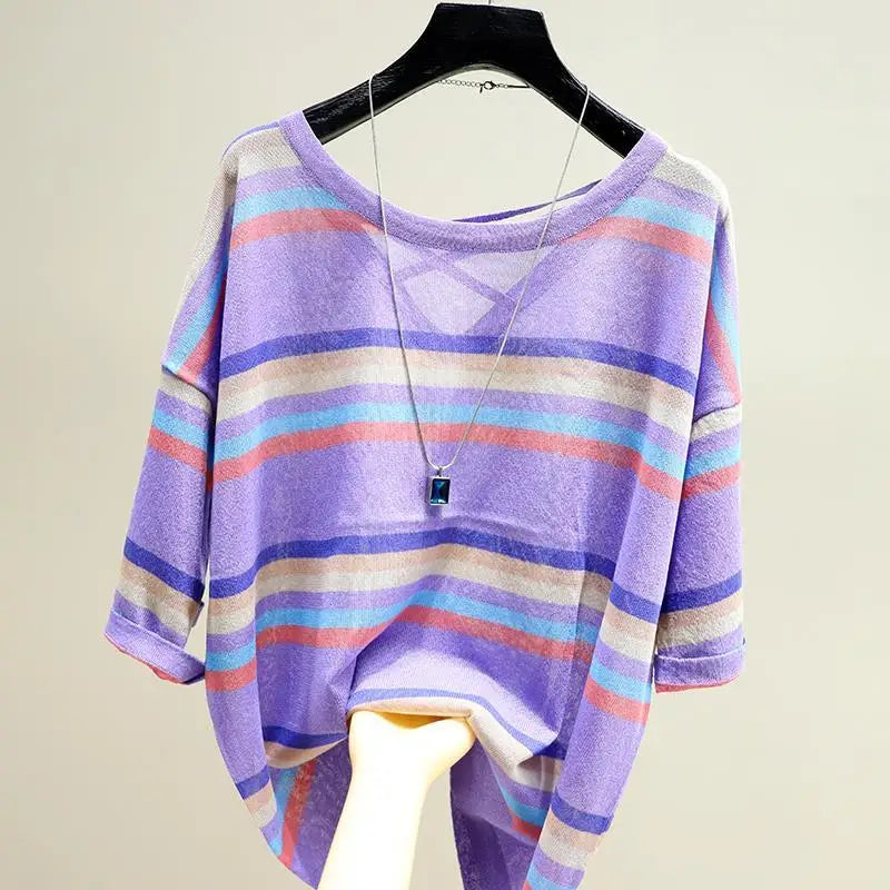ModaFleur Gestreepte Print T-Shirt