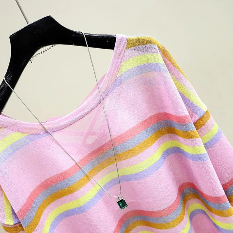 ModaFleur Gestreepte Print T-Shirt