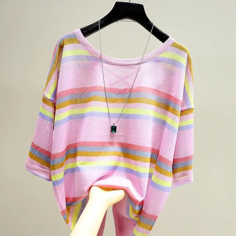 ModaFleur Gestreepte Print T-Shirt