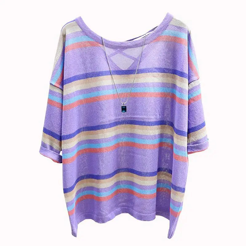 ModaFleur Gestreepte Print T-Shirt