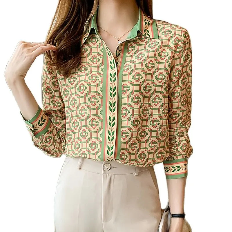 Fashionable Chain Print Blouse for Women