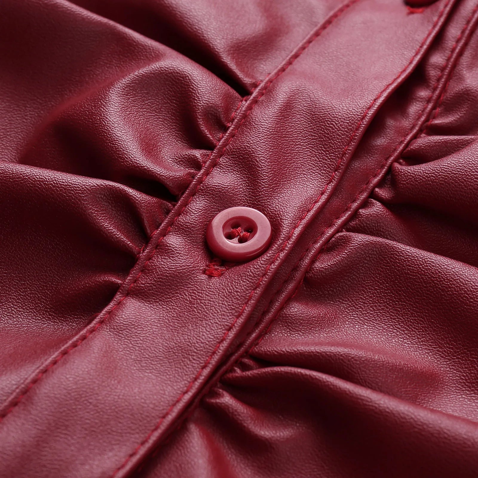 Fashionable Leather Blouse with Long Sleeves