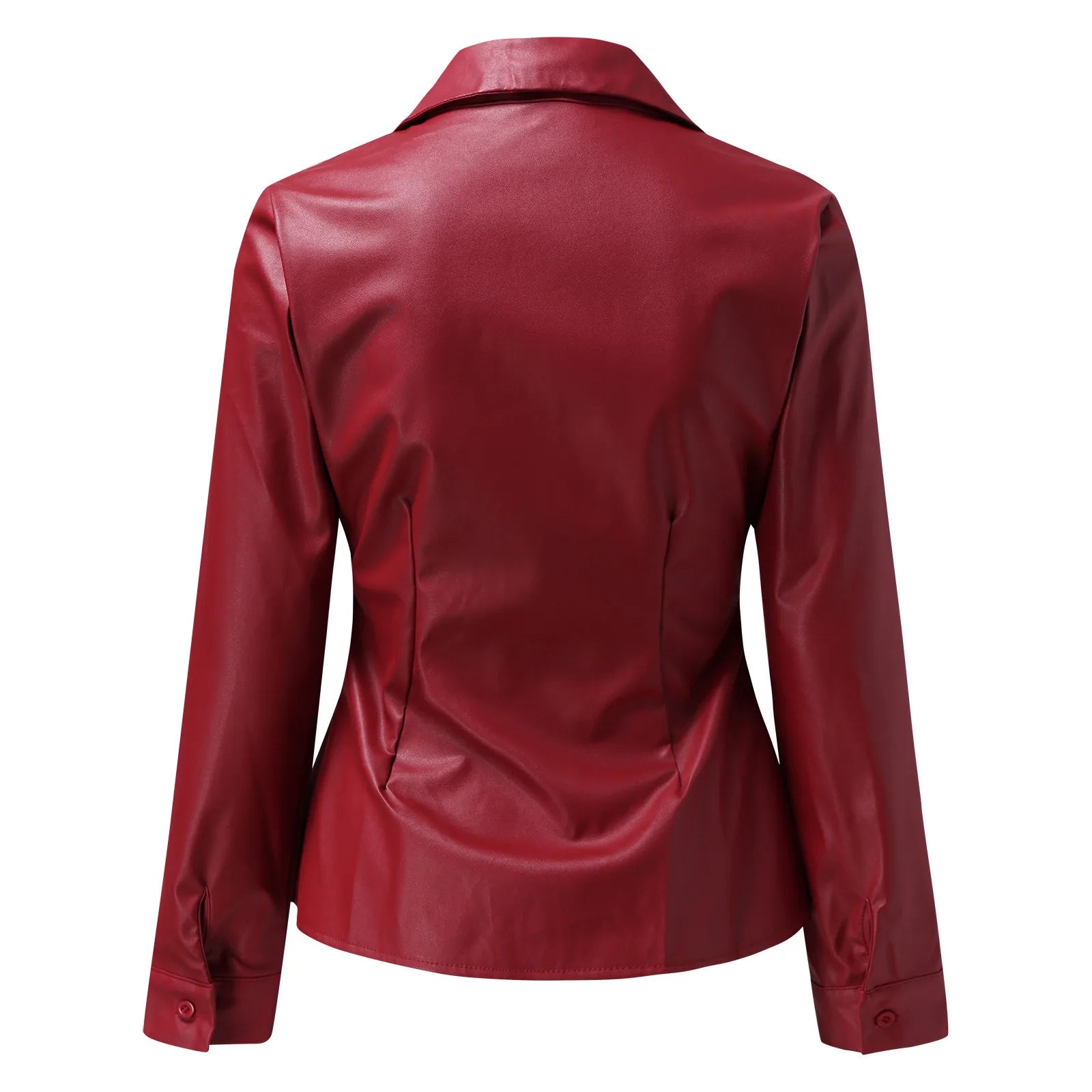 Fashionable Leather Blouse with Long Sleeves