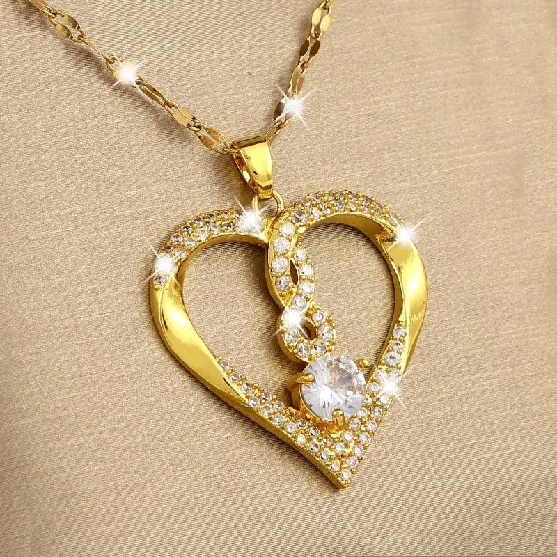 Endless Love Copper Zircon Pendant Necklace for Elegant Occasions