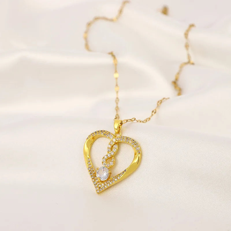 Endless Love Copper Zircon Pendant Necklace for Elegant Occasions
