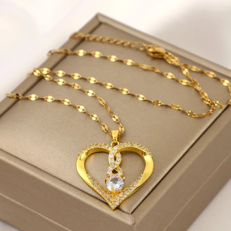 Endless Love Copper Zircon Pendant Necklace for Elegant Occasions