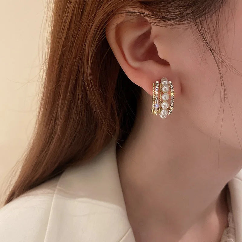 Stylish Pearl C-Shaped Personalized Earrings