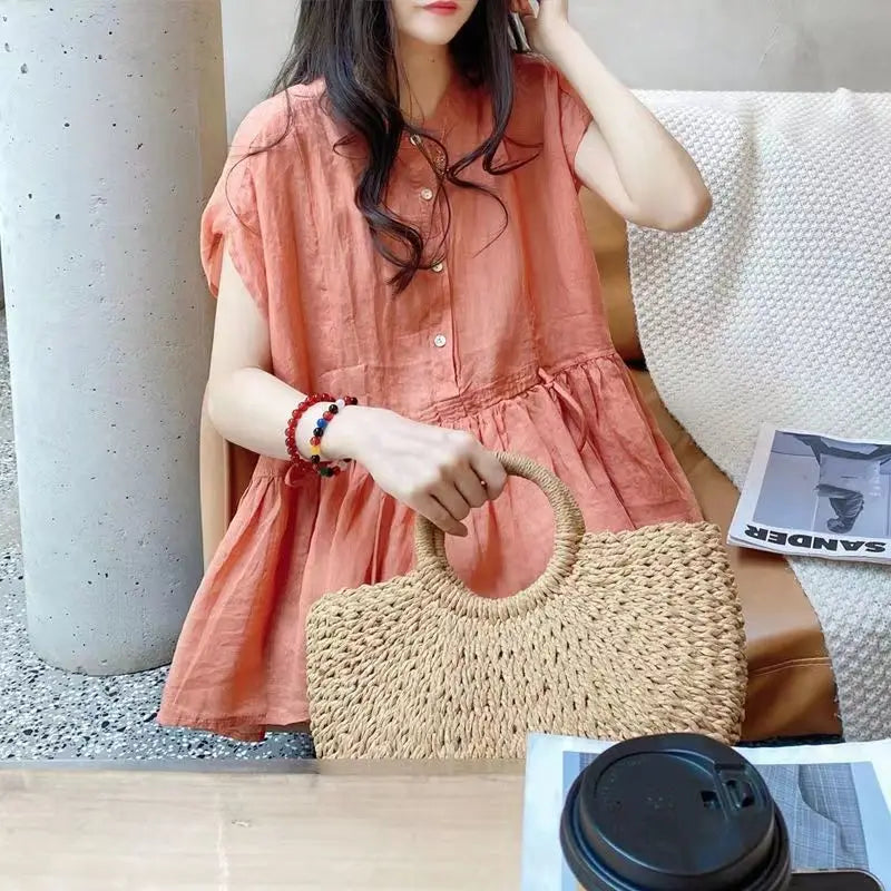 Luna Fashion Blouse with Pleats, Bow and Lace