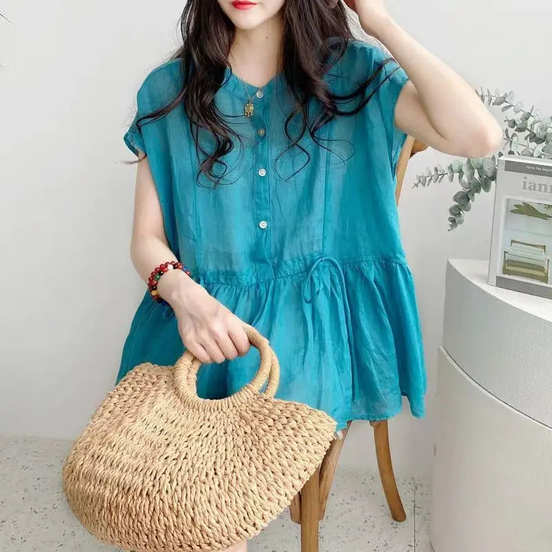 Luna Fashion Blouse with Pleats, Bow and Lace