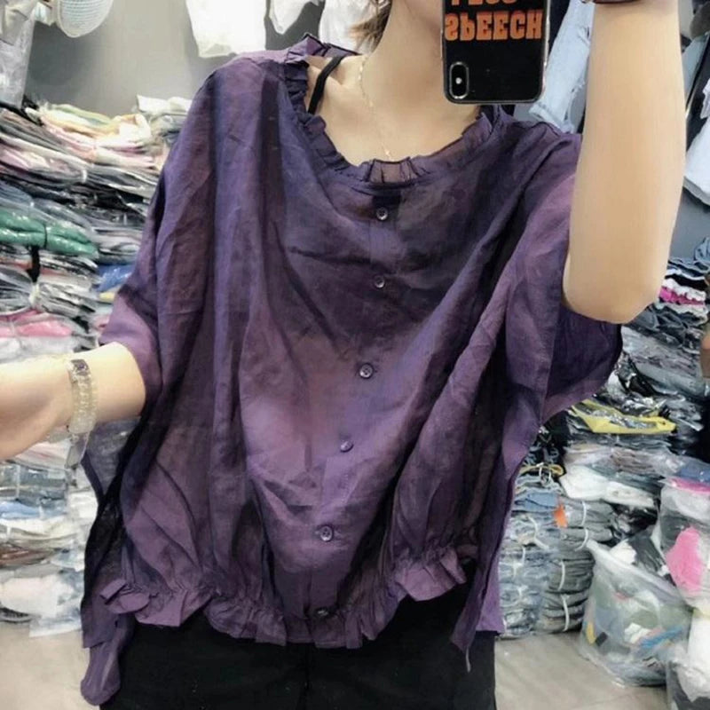 Modieuze Asymmetrische Blouse met Ruffles