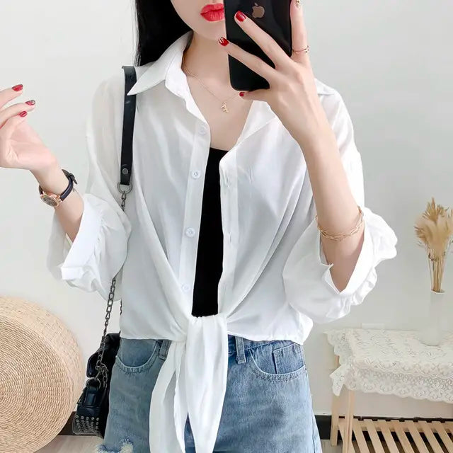 Oversized Koreaanse Blouse met Strikband