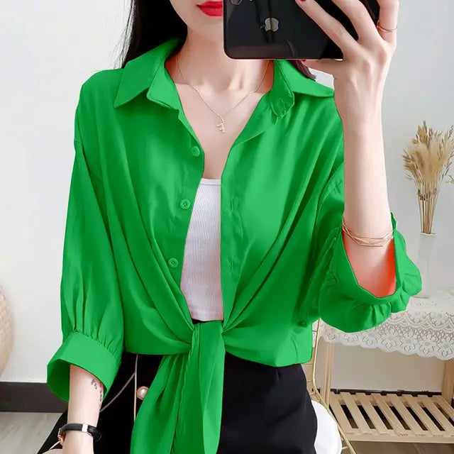 Oversized Koreaanse Blouse met Strikband