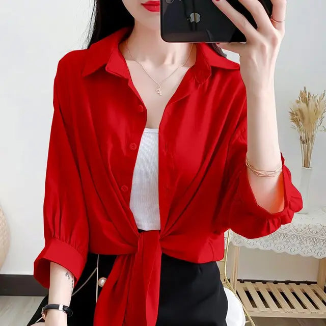 Oversized Koreaanse Blouse met Strikband
