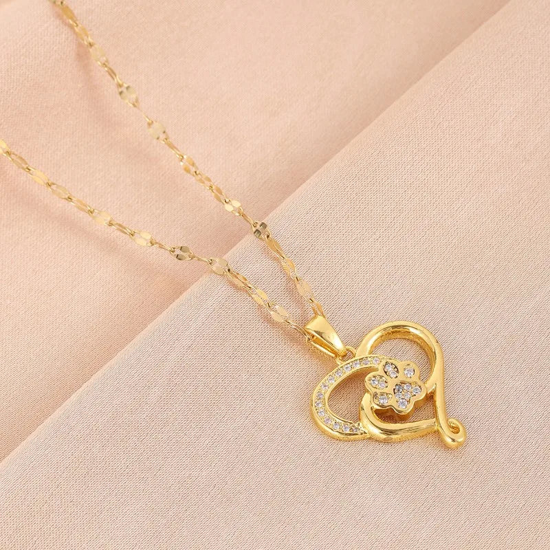 Enchanting Zircon Heart Pendant Necklace for Stylish Women
