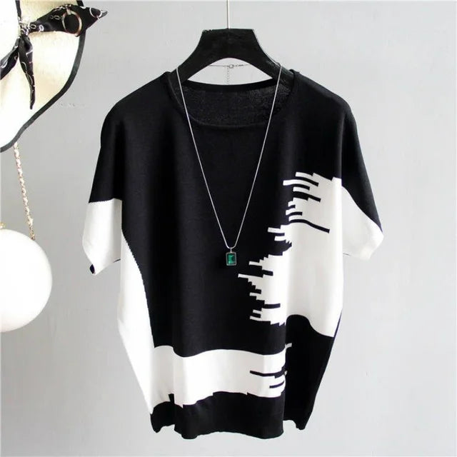 Modieuze Zomer Oversized Ice Silk T-Shirt Vrouwen