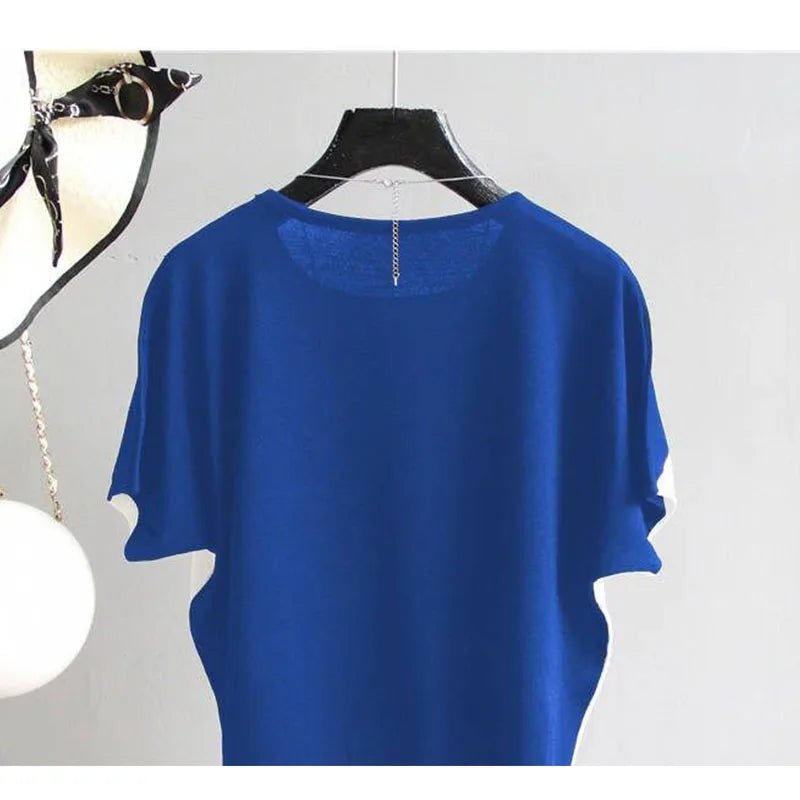 Modieuze Zomer Oversized Ice Silk T-Shirt Vrouwen