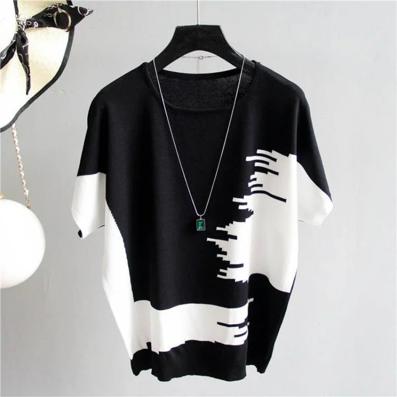 Modieuze Zomer Oversized Ice Silk T-Shirt Vrouwen