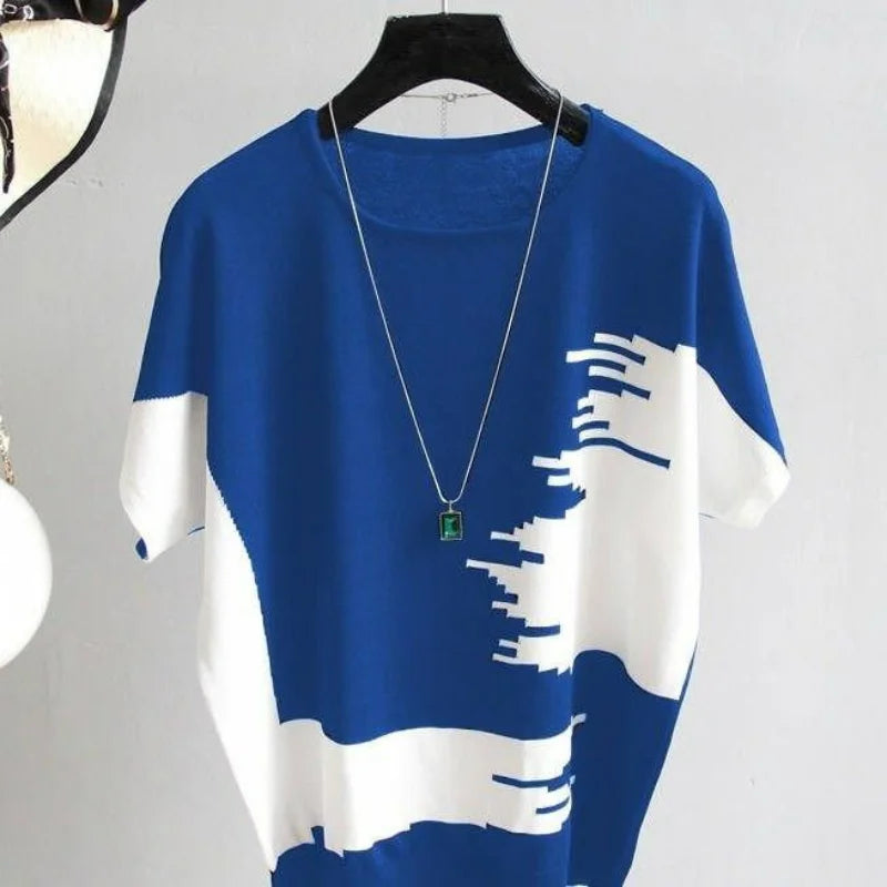Modieuze Zomer Oversized Ice Silk T-Shirt Vrouwen