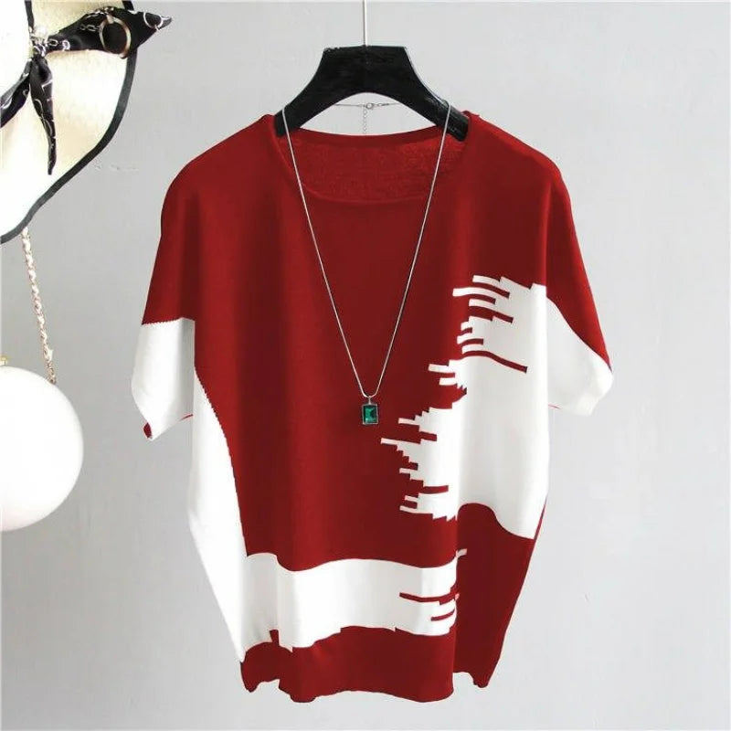 Modieuze Zomer Oversized Ice Silk T-Shirt Vrouwen