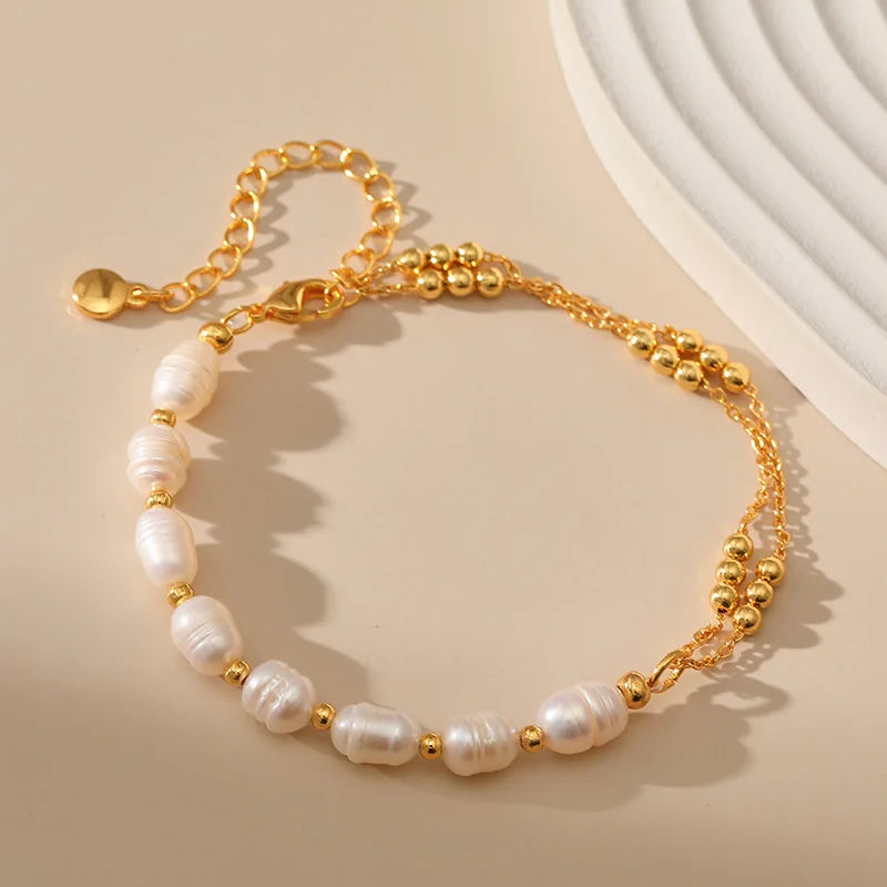 Elegance Parel Armband met Vergulde Kralen