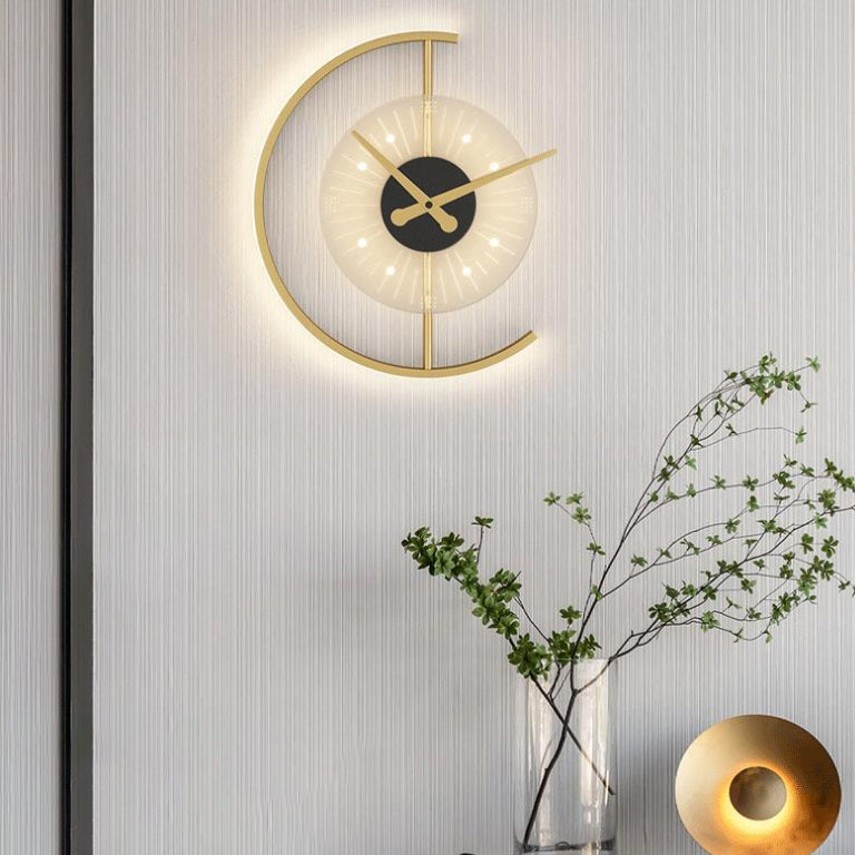 Modern LED Wall Clock in Half Moon Shape