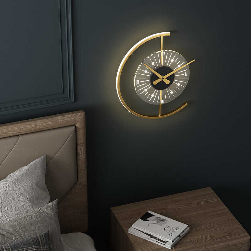 Modern LED Wall Clock in Half Moon Shape
