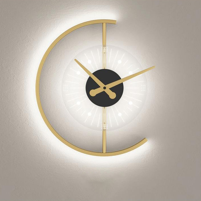 Modern LED Wall Clock in Half Moon Shape