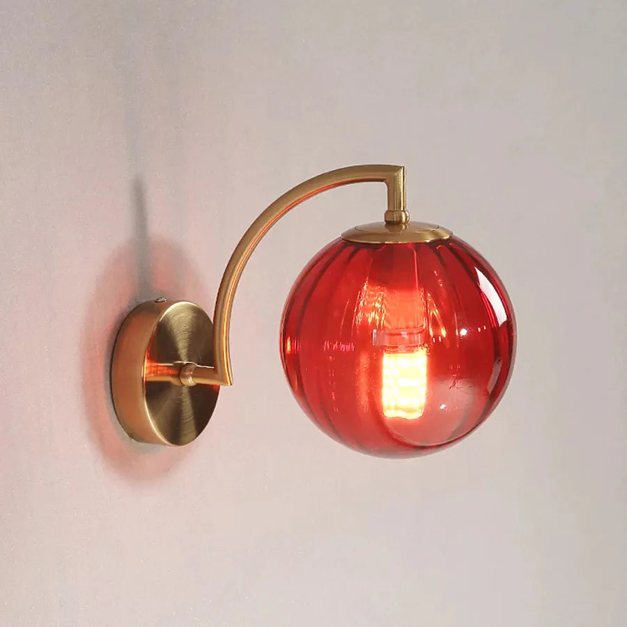 Lampada da parete retrò moderna con globo in vetro fumé
