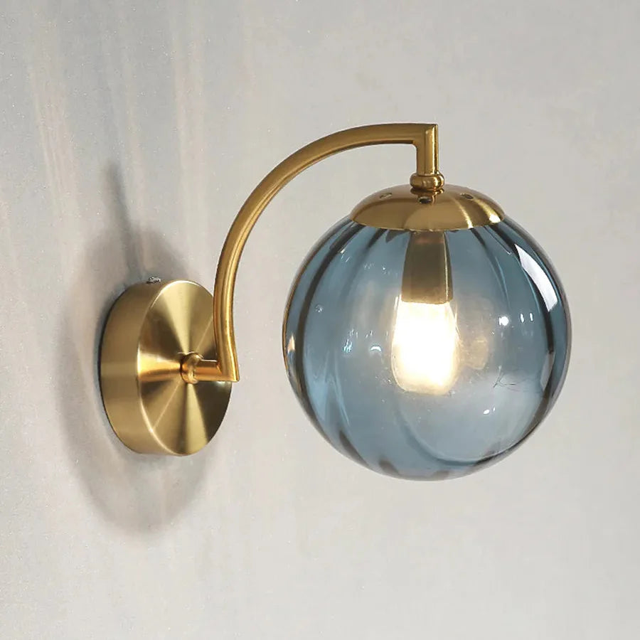 Lampada da parete retrò moderna con globo in vetro fumé