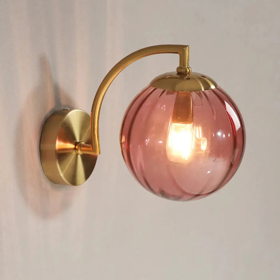 Lampada da parete retrò moderna con globo in vetro fumé