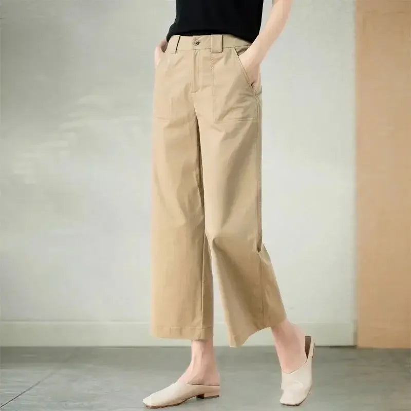 ModeFusion Pantaloni a Orologio Colore Cachi Estivi
