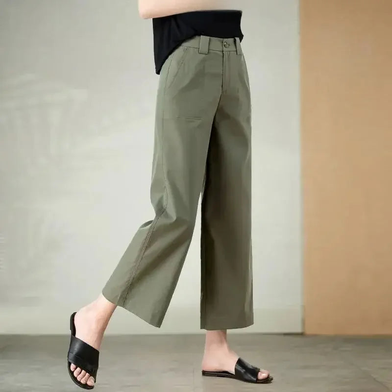 ModeFusion Pantaloni a Orologio Colore Cachi Estivi