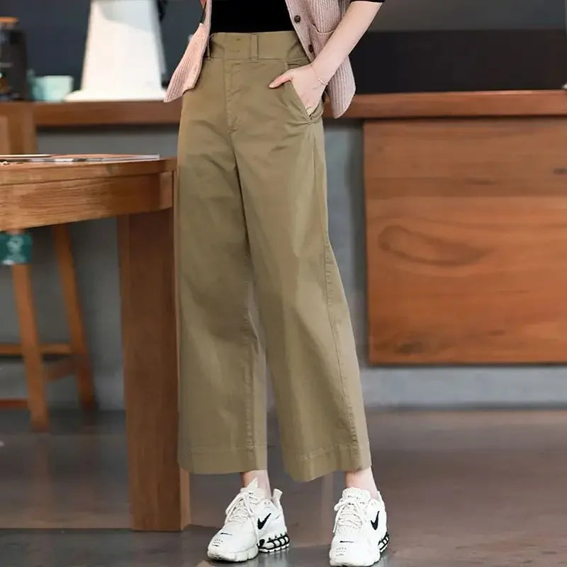 ModeFusion Pantaloni a Orologio Colore Cachi Estivi
