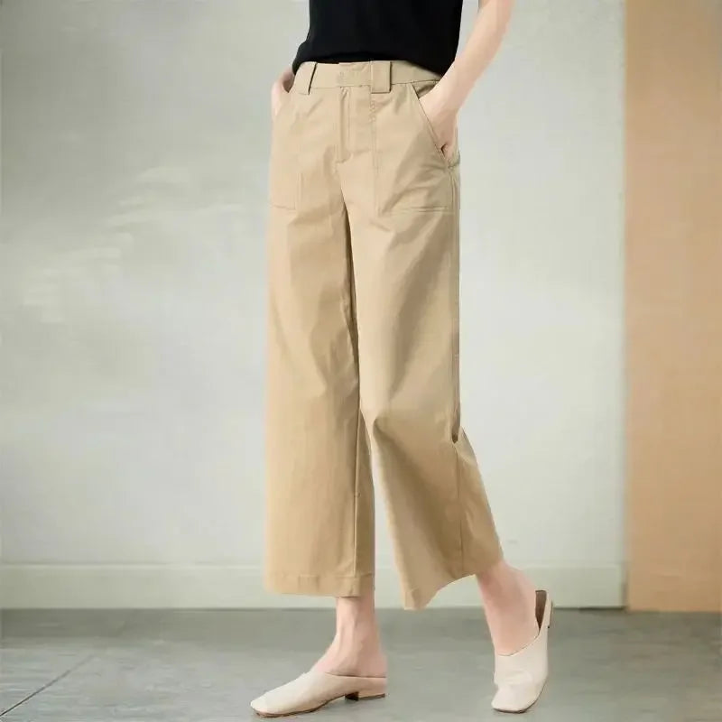 ModeFusion Pantaloni a Orologio Colore Cachi Estivi