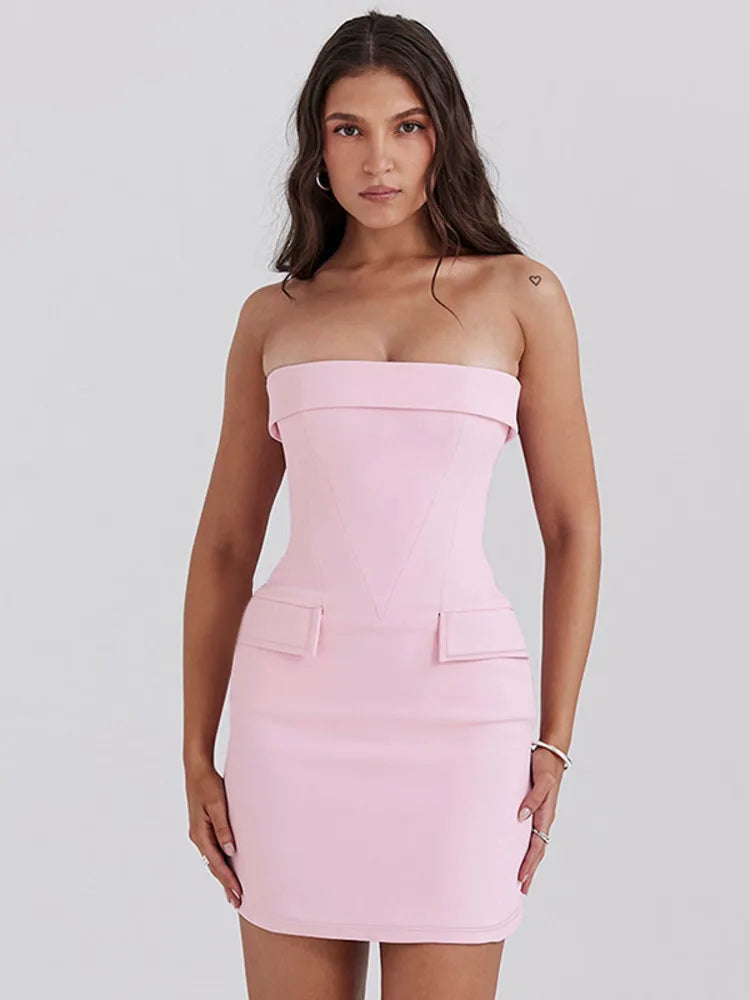 Sexy Strapless Mini-Jurk Voor Dames