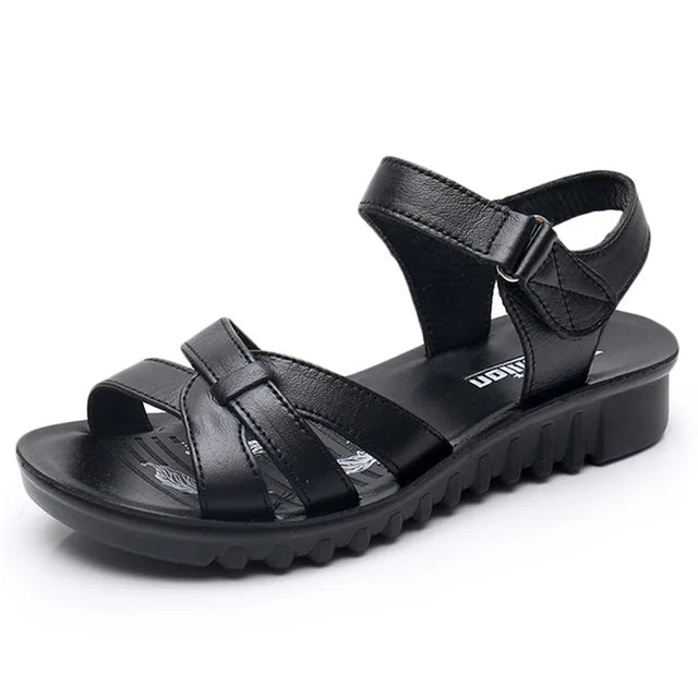 Zomerschoenen voor Vrouwen - Leren Zachte Zool Sandalen
