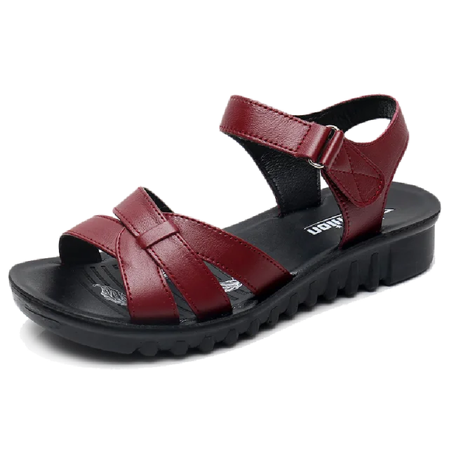 Zomerschoenen voor Vrouwen - Leren Zachte Zool Sandalen