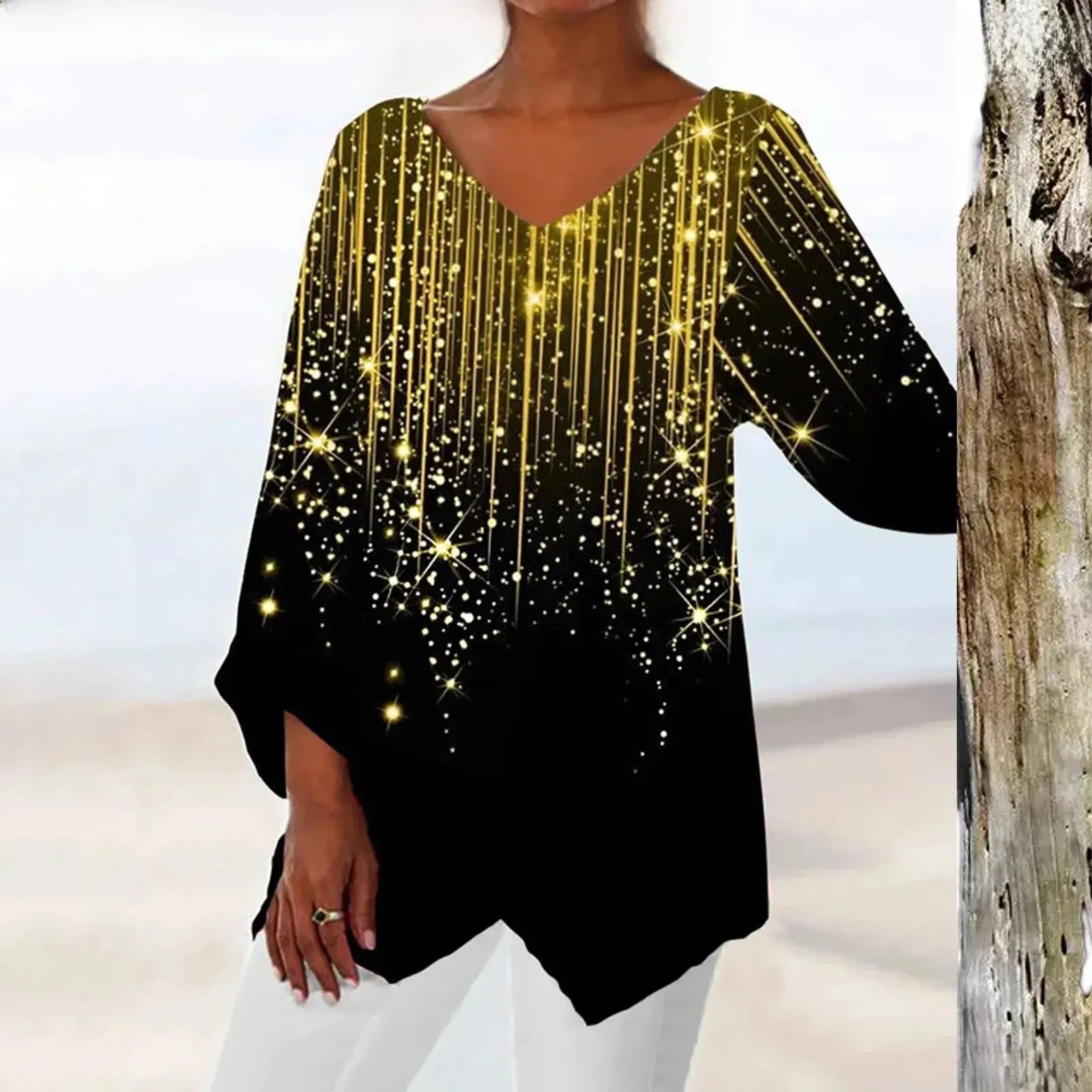 Nadine | Trendy top met lange mouwen en V-hals
