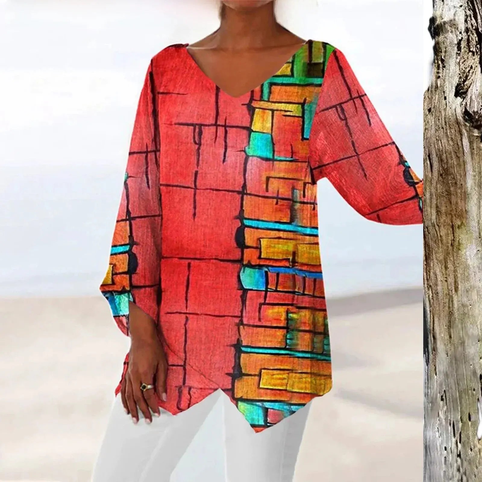 Nadine | Trendy top met lange mouwen en V-hals