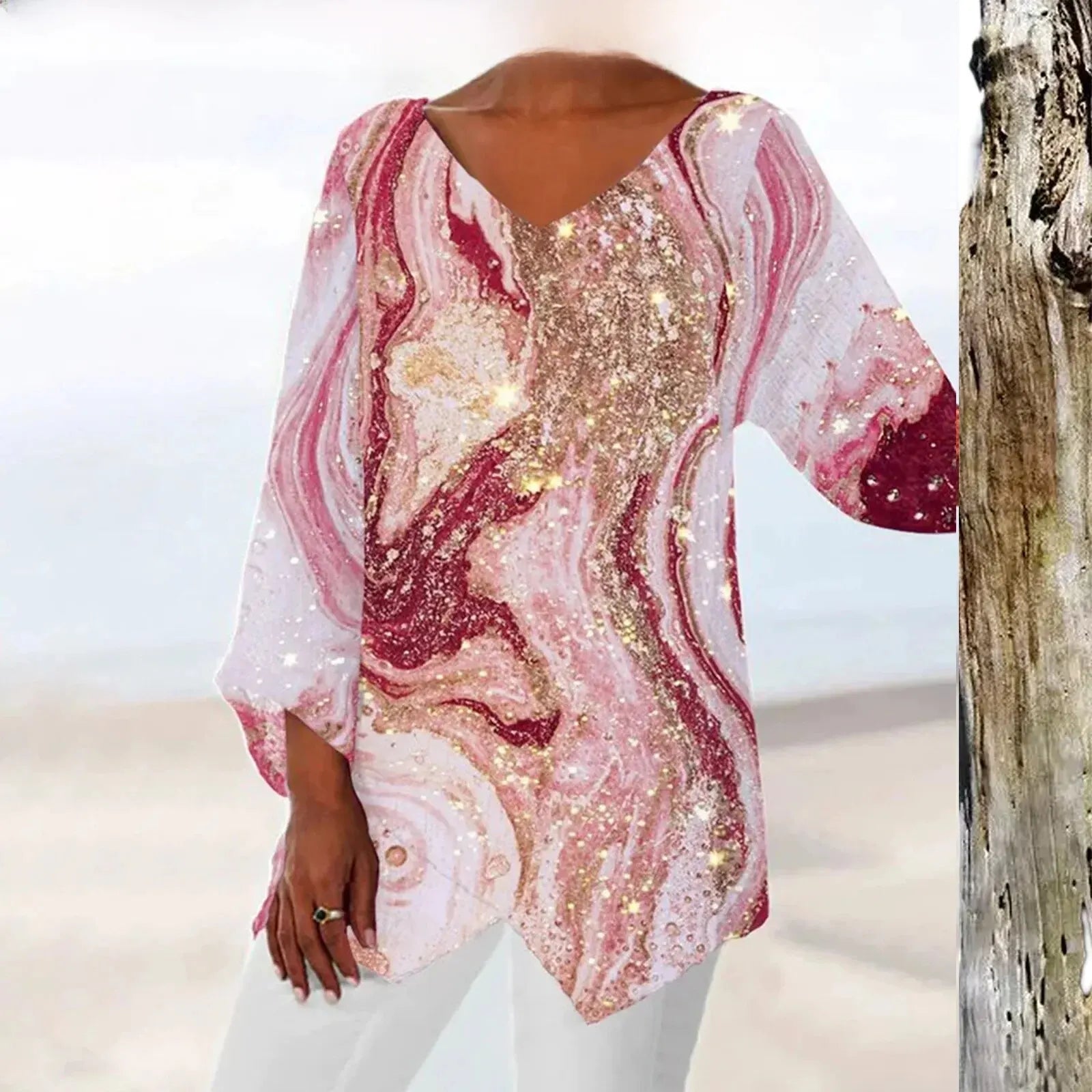 Nadine | Trendy top met lange mouwen en V-hals