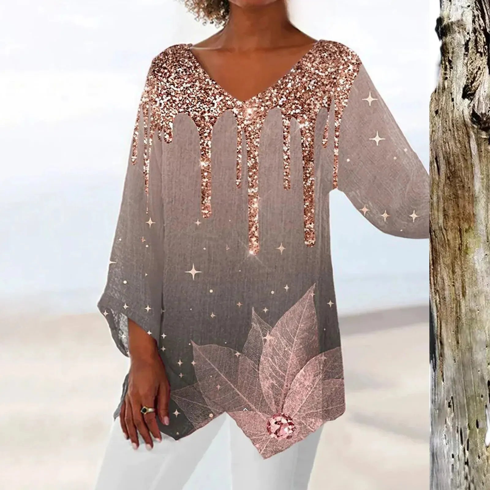 Nadine | Trendy top met lange mouwen en V-hals