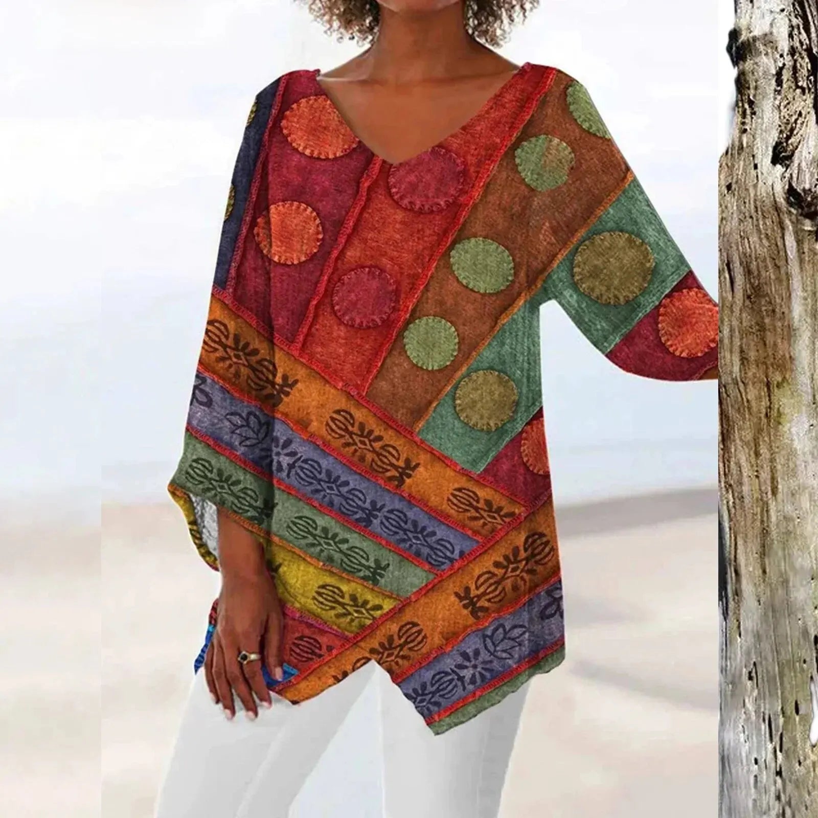 Nadine | Trendy top met lange mouwen en V-hals