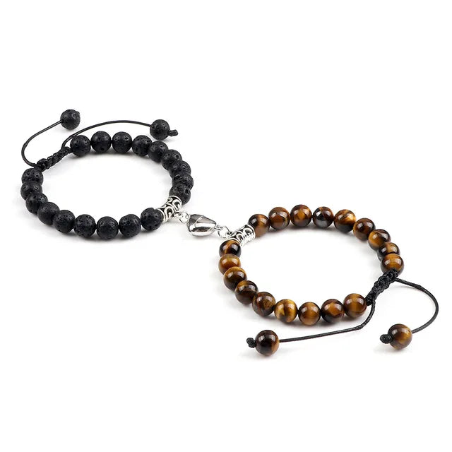 Hartstocht & Verbondenheid Natuurstenen Kralen Hartvormige Magnetische Armbanden