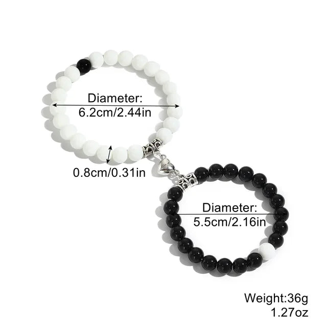 Hartstocht & Verbondenheid Natuurstenen Kralen Hartvormige Magnetische Armbanden