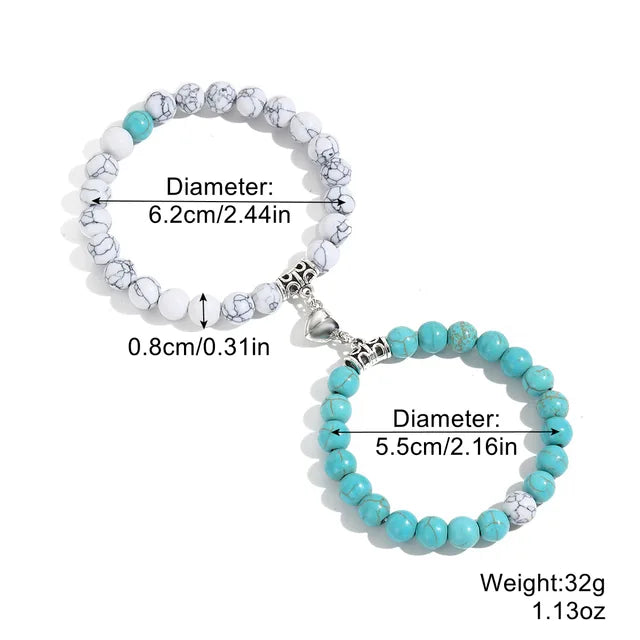 Hartstocht & Verbondenheid Natuurstenen Kralen Hartvormige Magnetische Armbanden