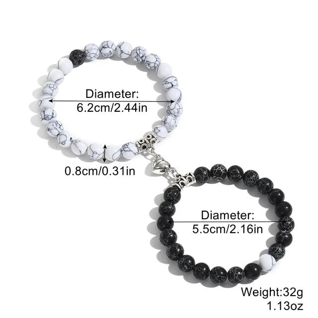 Hartstocht & Verbondenheid Natuurstenen Kralen Hartvormige Magnetische Armbanden