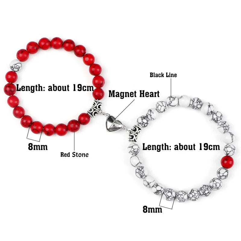 Hartstocht & Verbondenheid Natuurstenen Kralen Hartvormige Magnetische Armbanden