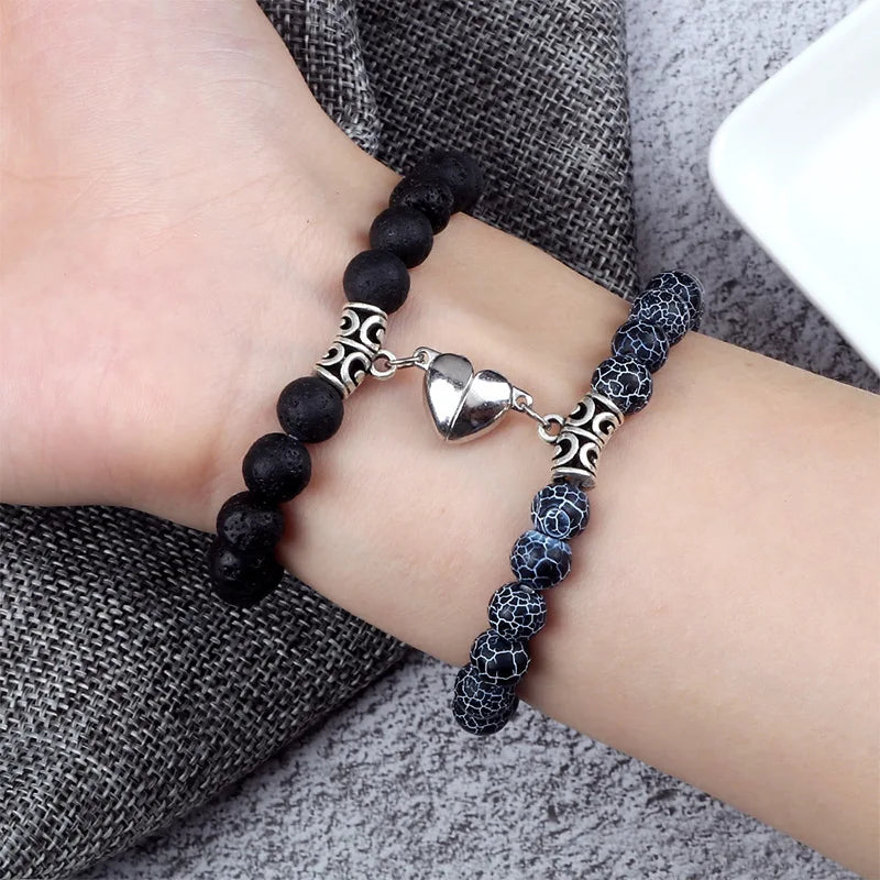 Hartstocht & Verbondenheid Natuurstenen Kralen Hartvormige Magnetische Armbanden